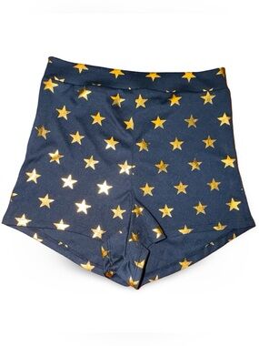 Dreamgirl Gold Metallic Foil Star Print Booty Shorts/Rave Dance Shorts NWOT, S/M